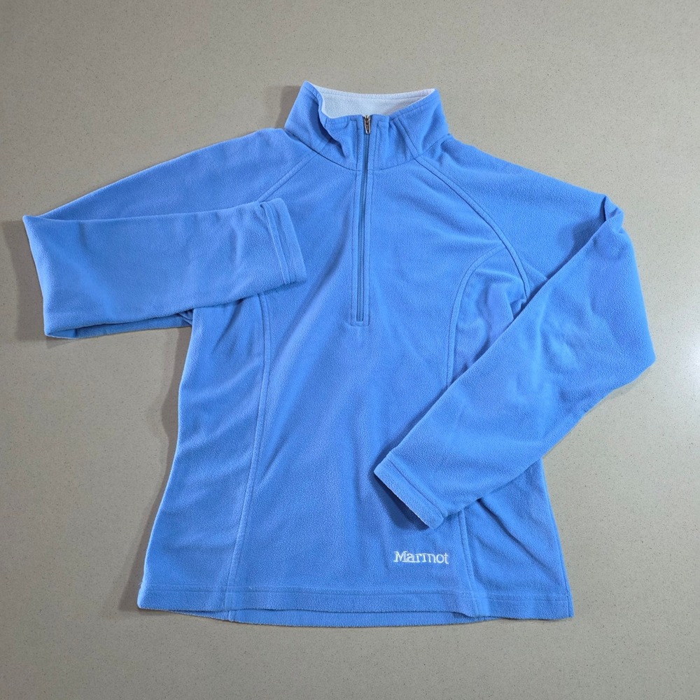 Marmot Womens Small Blue Quarter Zip Fleece Pullover Mock Neck Top